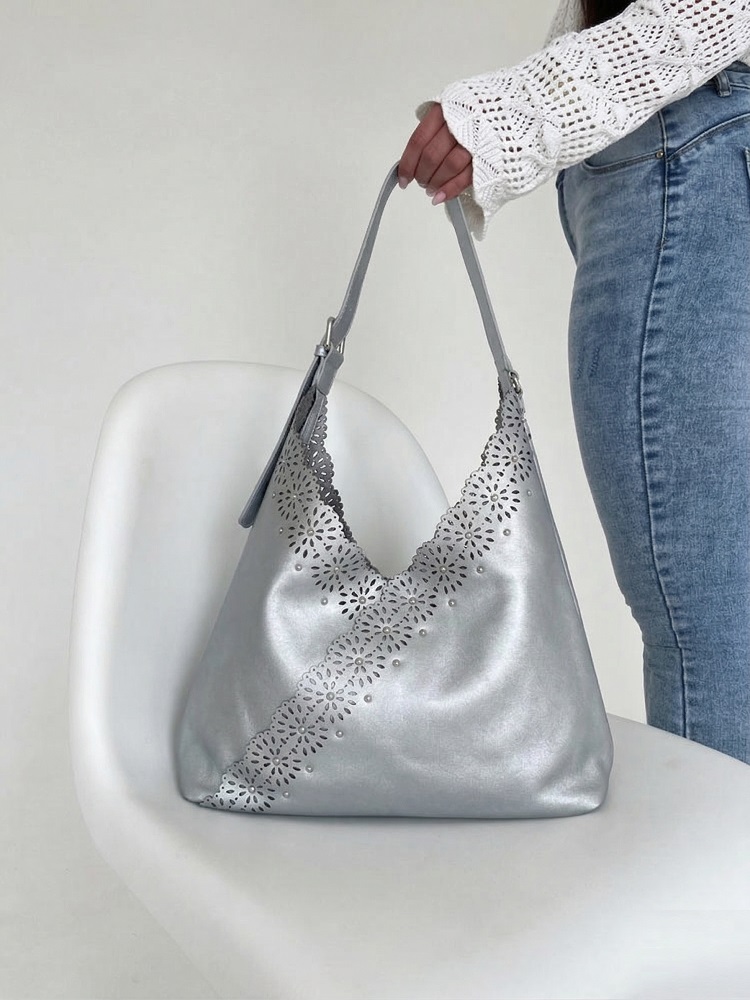 Strieborná kabelka na rameno 2v1 F-58137-silver