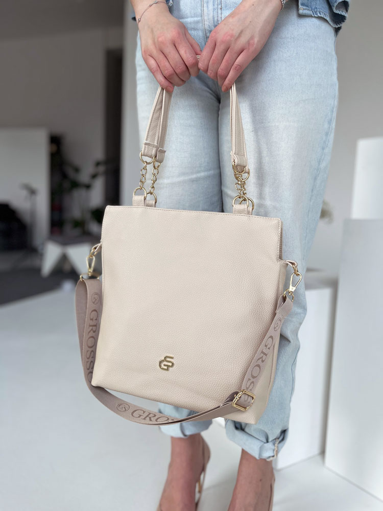 Béžová kabelka na rameno GROSSO GS-3080-beige