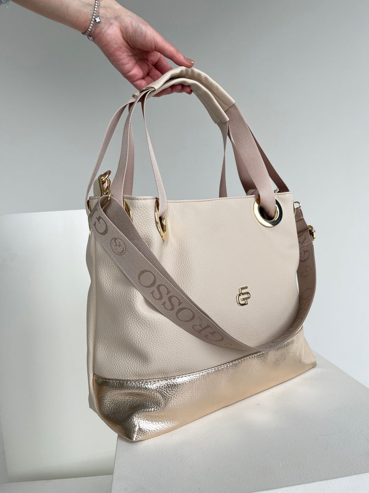 Béžová kabelka na rameno GROSSO GS-4000-beige