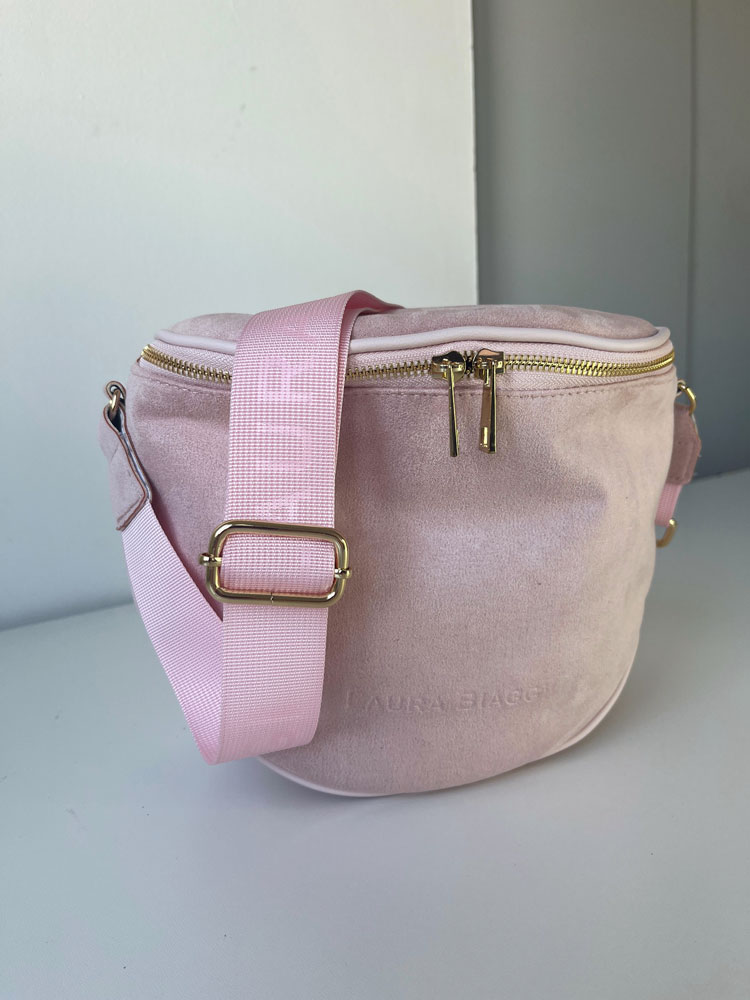 Crossbody kabelka Laura Biaggi ružová semišová