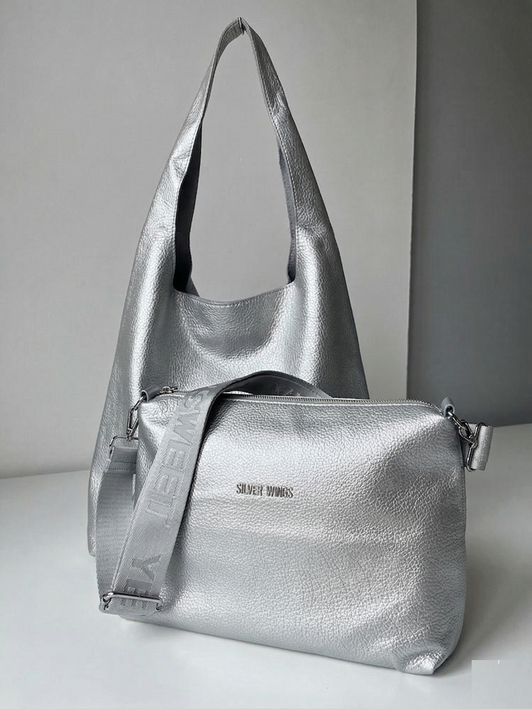 Strieborná kabelka na rameno 2v1 WSY3001-silver