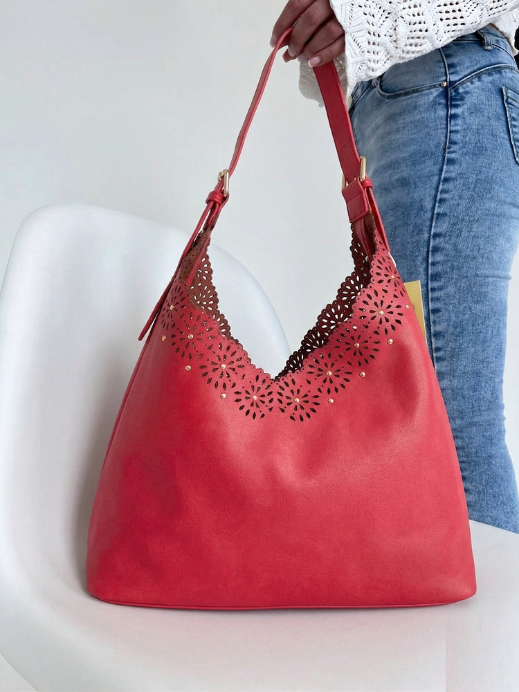 Červená kabelka na rameno 2v1 F-58137-red