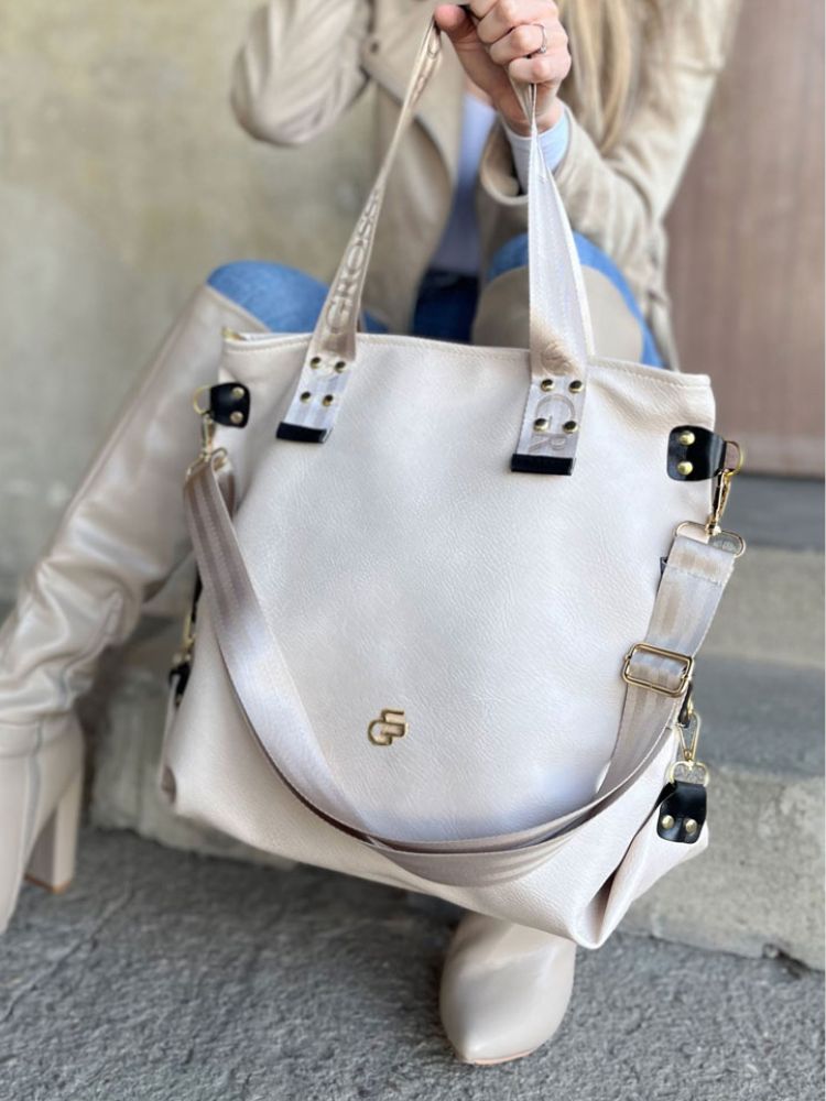 Dámska shopper kabelka na rameno Grosso béžová