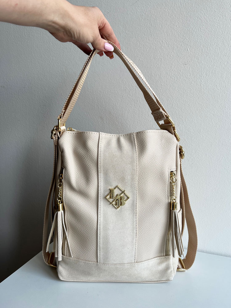 Dámska kabelka a batoh 2v1 Laura Biaggi béžová