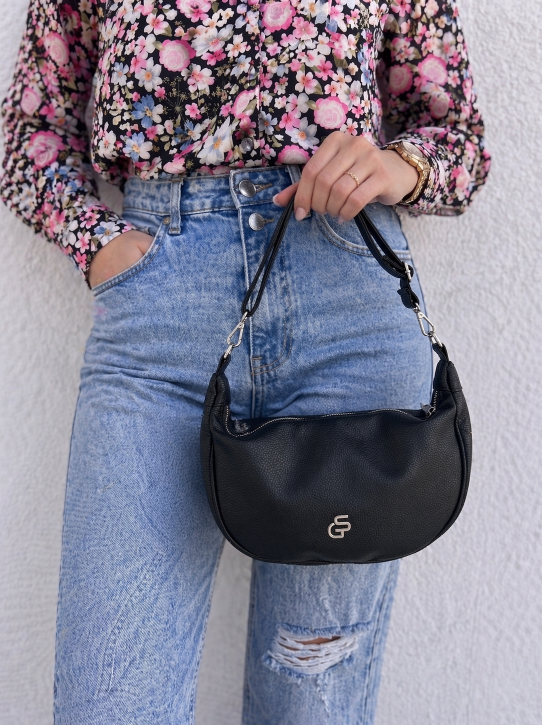 Čierna dámska crossbody kabelka GROSSO GS-4018-black