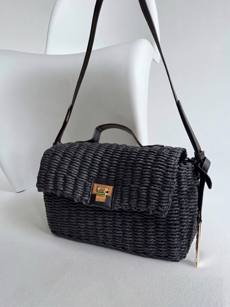 Dámska čierna pletená crossbody kabelka NÓBO