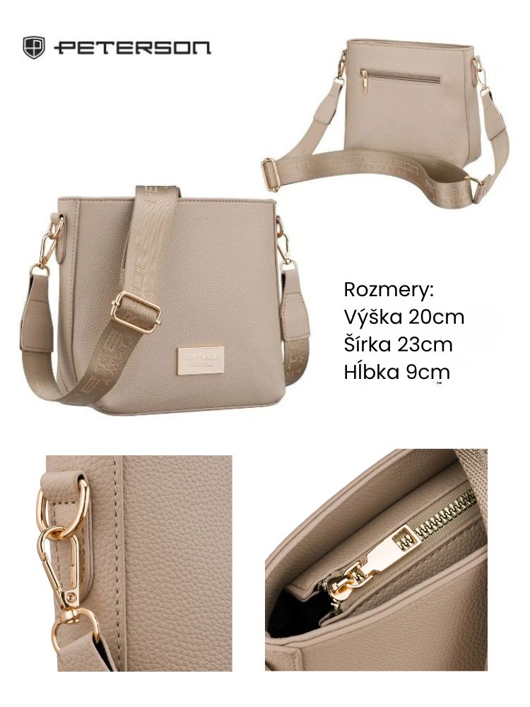 Béžová crossbody kabelka Peterson – praktická basic kabelka na každý deň