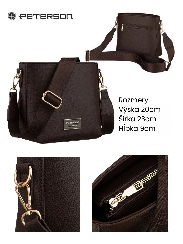 Čokoládová hnedá crossbody kabelka Peterson – praktická basic kabelka na každý deň