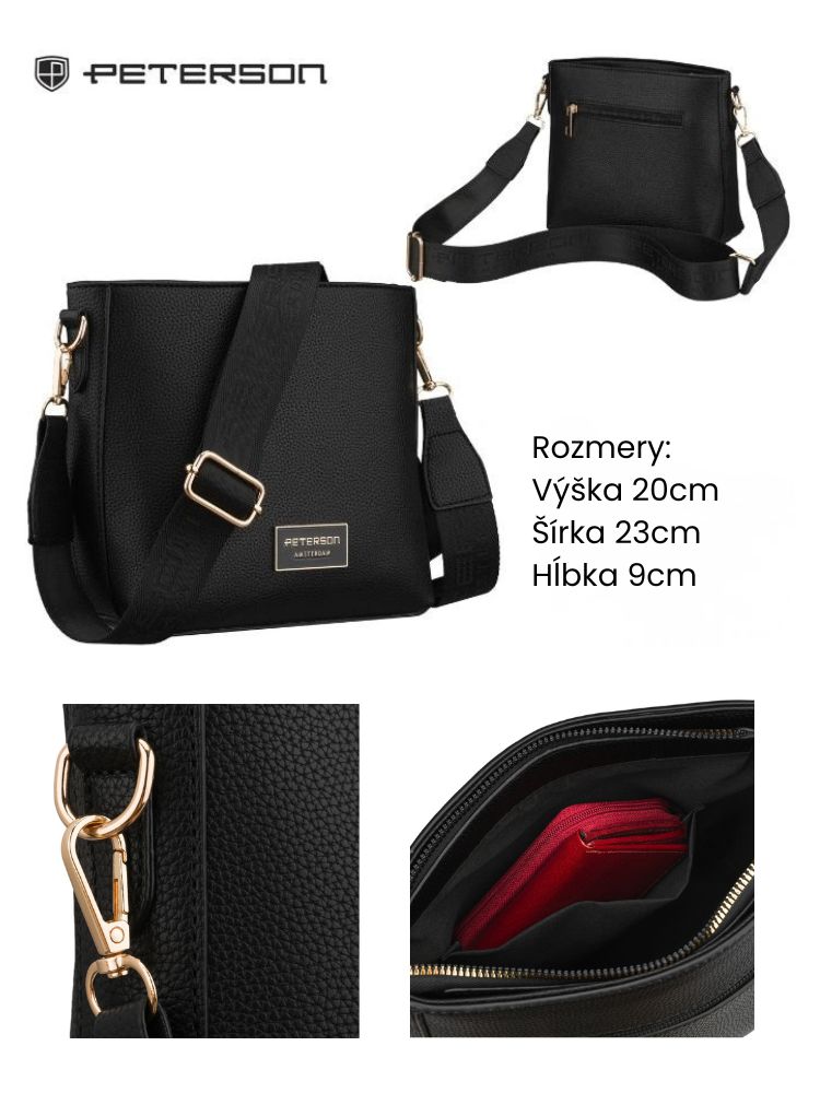 Čierna crossbody kabelka Peterson – praktická basic kabelka na každý deň