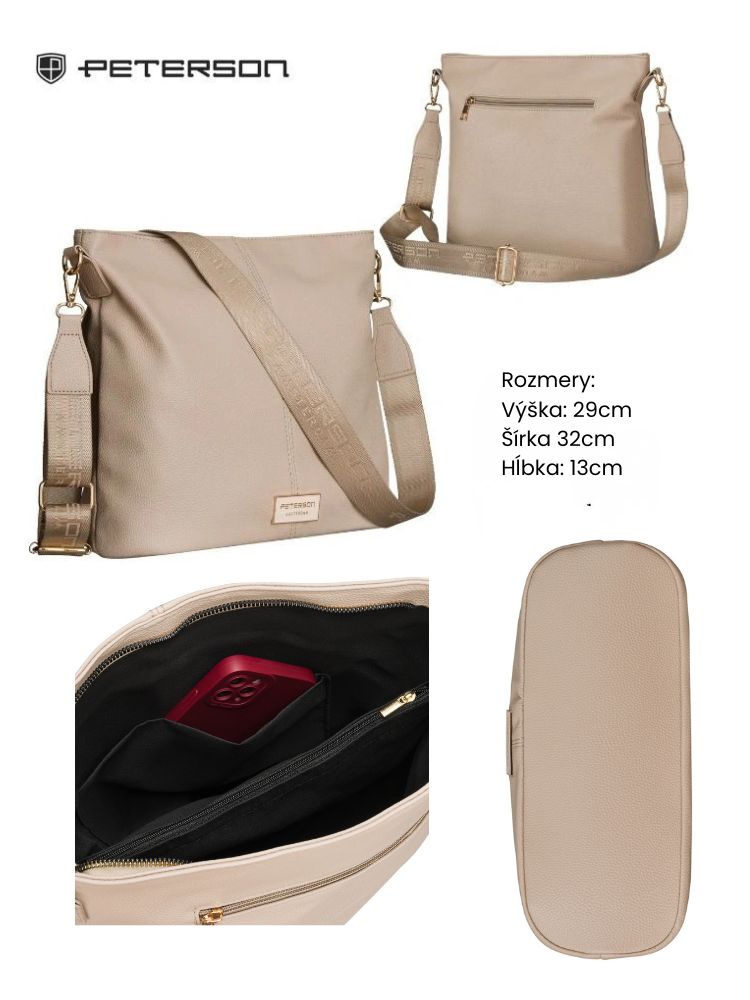 Veľká béžová crossbody Peterson s deleným vnútrom - elegantná a praktická