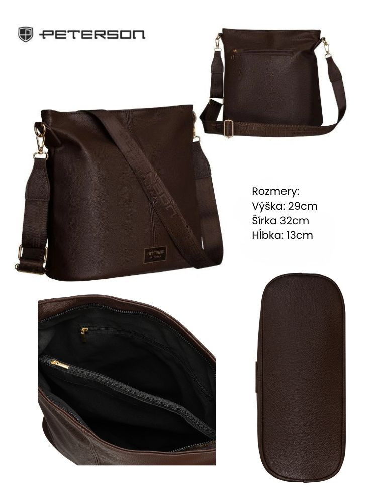 Veľká čokoládová crossbody s deleným vnútrom - elegantná a praktická