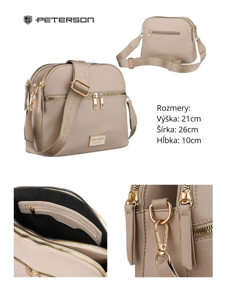 Béžová crossbody kabelka – elegantná. priestranná a dokonale organizovaná