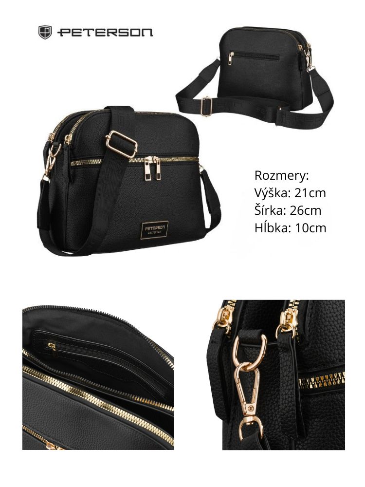 Čierna crossbody kabelka – elegantná. priestranná a dokonale organizovaná