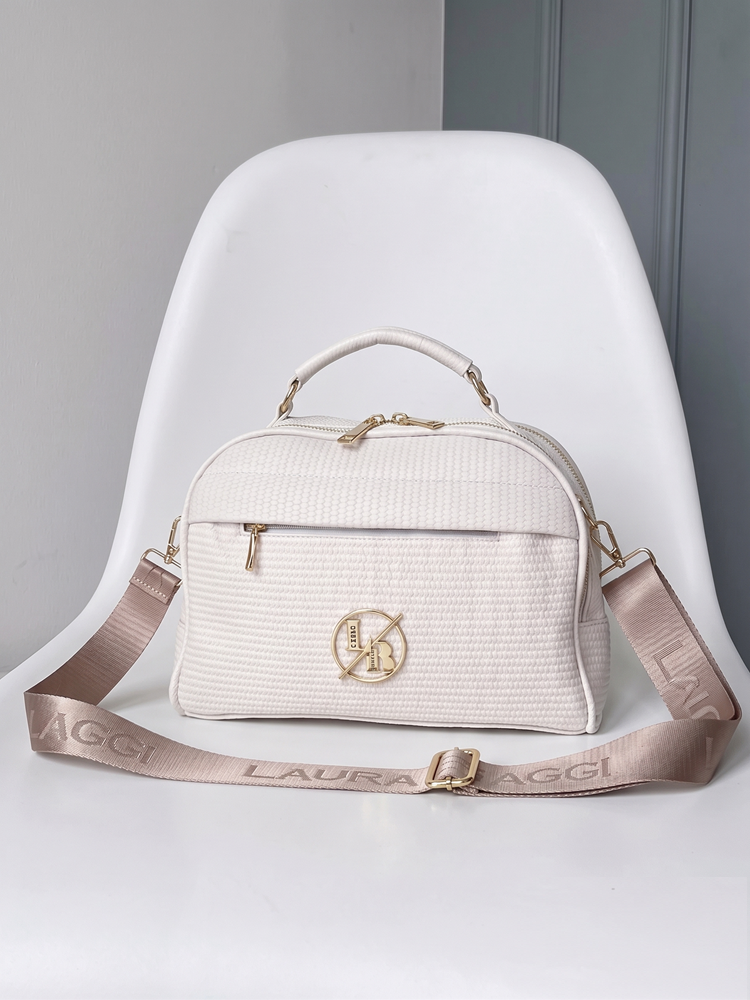 Elegantná biela kufríková kabelka Laura Biaggi do ruky