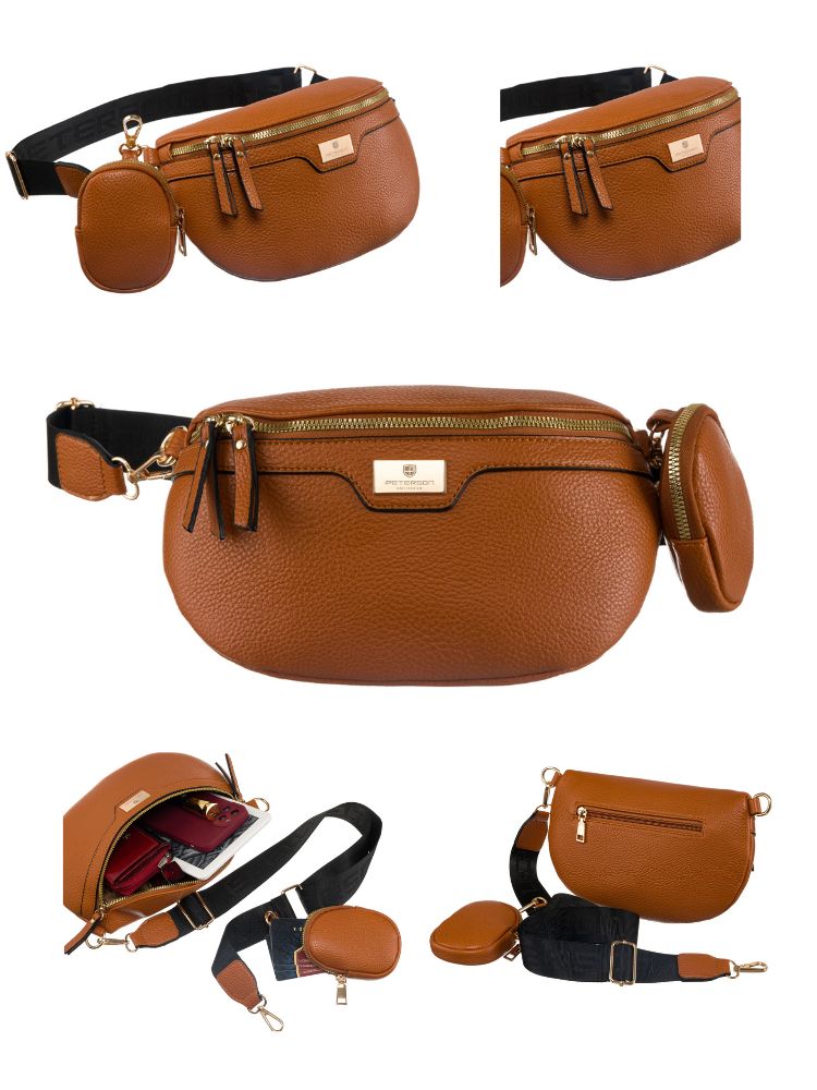 Hnedá crossbody kabelka a ľavinka v jednom Peterson
