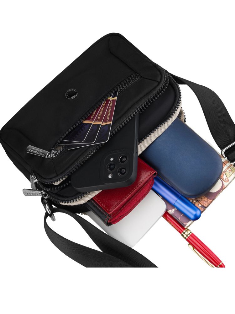 Nylonová crossbody – s 3 priehradkami, praktická na cestovanie