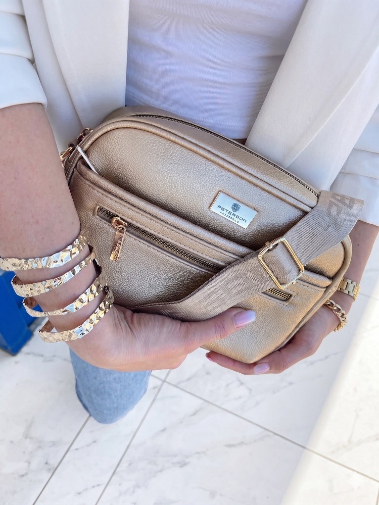 Zlatá crossbody kabelka Peterson – praktická kabelka na každý deň