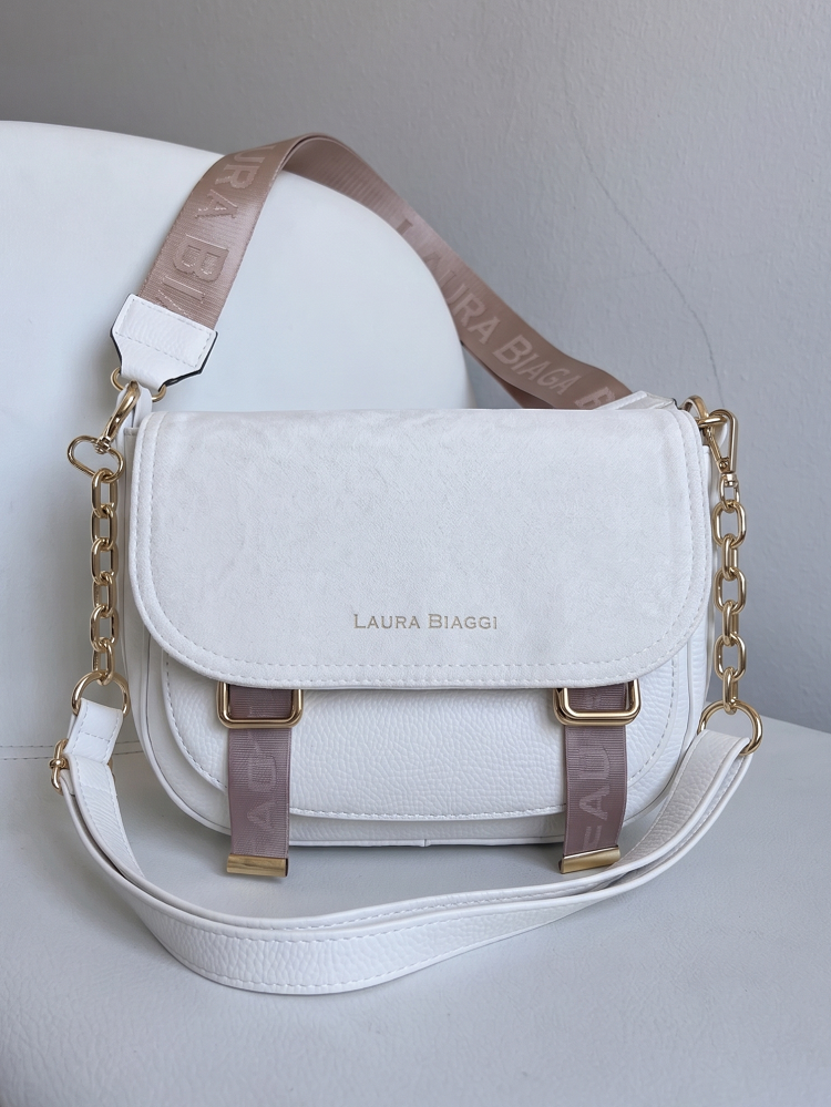 Crossbody kabelka s dvoma ramienkami Laura Biaggi biela