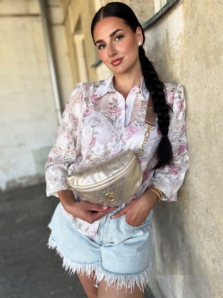 Zlatá dámska ľadvinka Laura Biaggi - elegantná crossbody