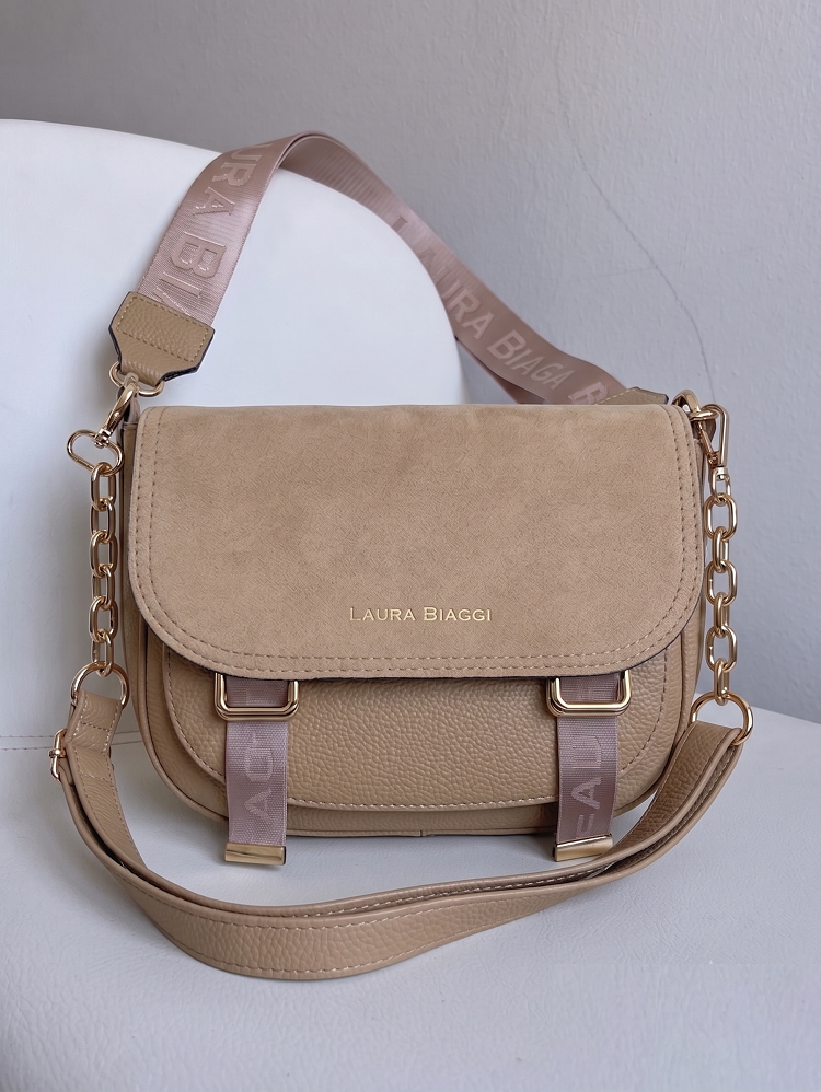 Crossbody kabelka s dvoma ramienkami Laura Biaggi hnedá