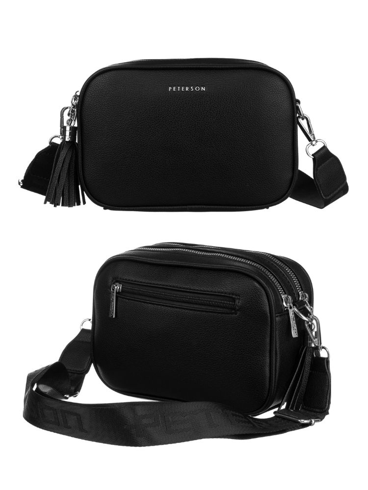 Čierna crossbody kabelka s deleným vnútrom Peterson