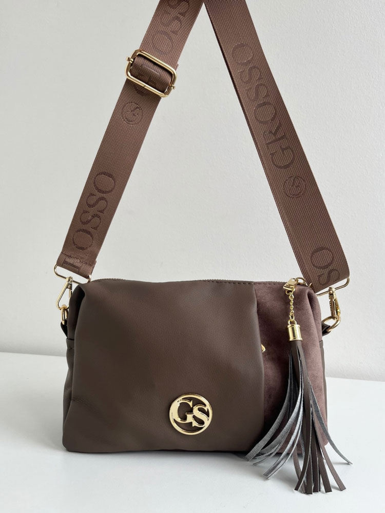 Hnedosivá crossbody kabelka GROSSO - praktická na každý deň