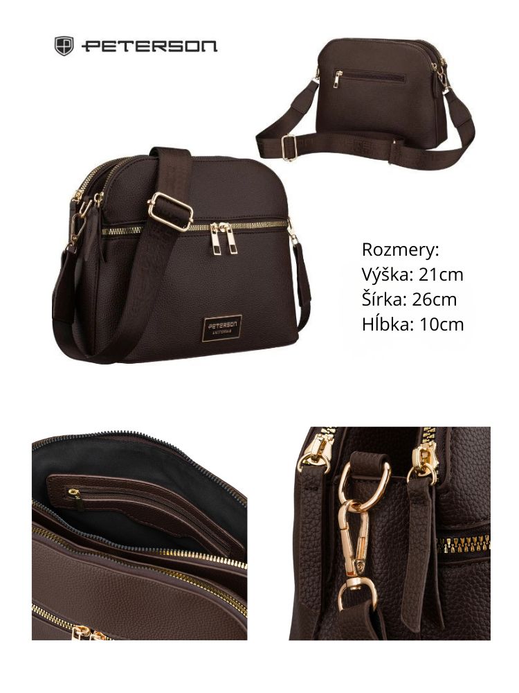Čokoládová crossbody kabelka – elegantná. priestranná a dokonale organizovaná