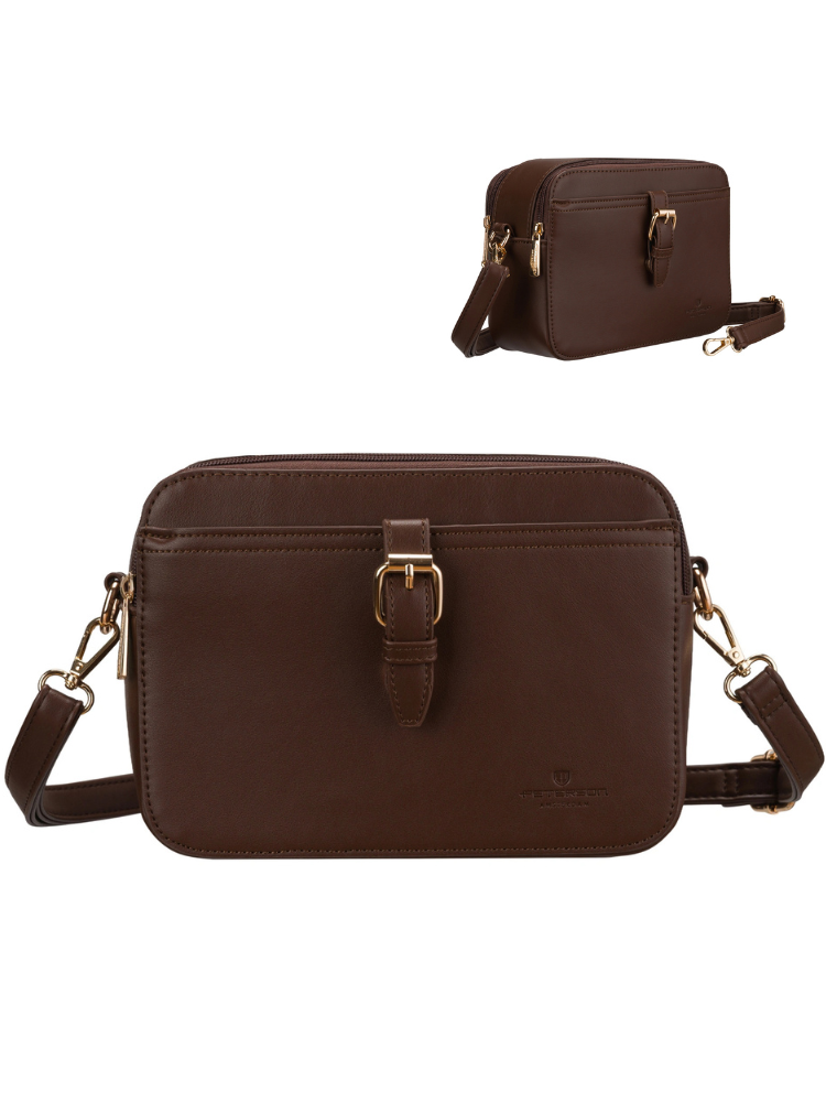 Čokoládová crossbody kabelka – elegantná s deleným vnútrom