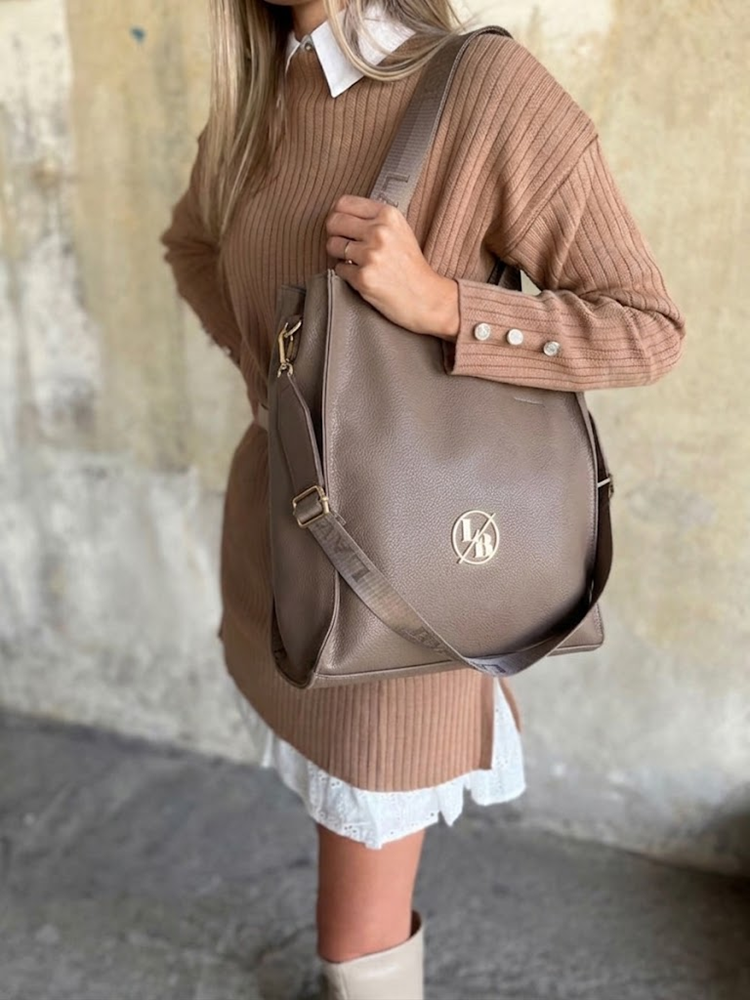 Laura Biaggi hnedosivá shopper kabelka s deleným vnútrom A4