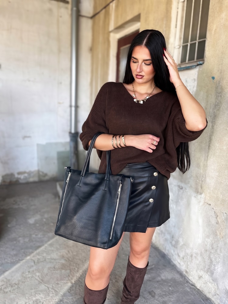 Čierna kabelka na rameno 2v1 s crossbody - A4