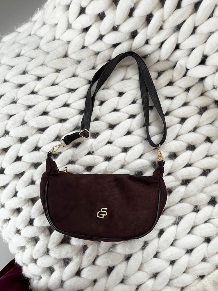 Čokoládová dámska crossbody kabelka GROSSO semišová