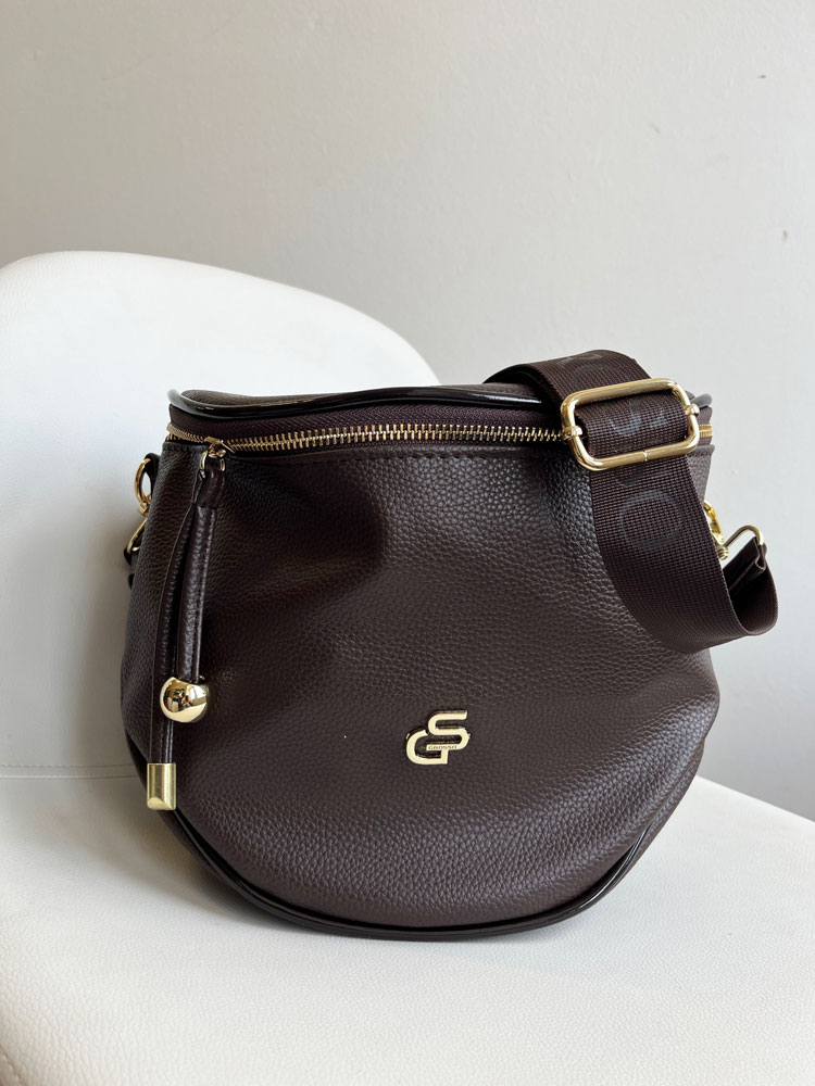 Čokoládová hnedá crossbody Grosso s vymeniteľnými popruhmi
