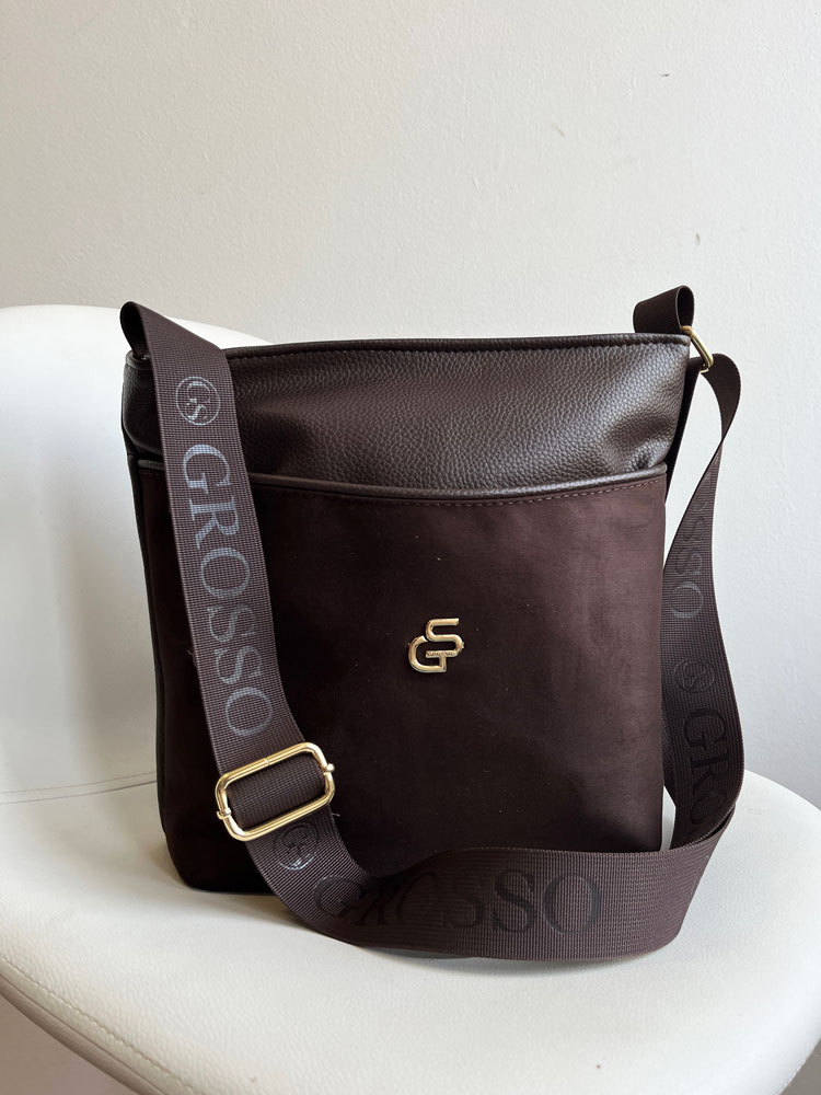 Čokoládová crossbody kabelka GROSSO - veľká a praktická