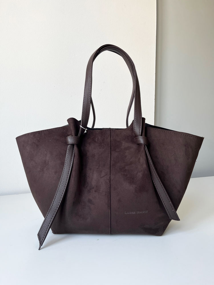 Laura Biaggi čokoládová semišová kabelka na rameno s crossbody - A4