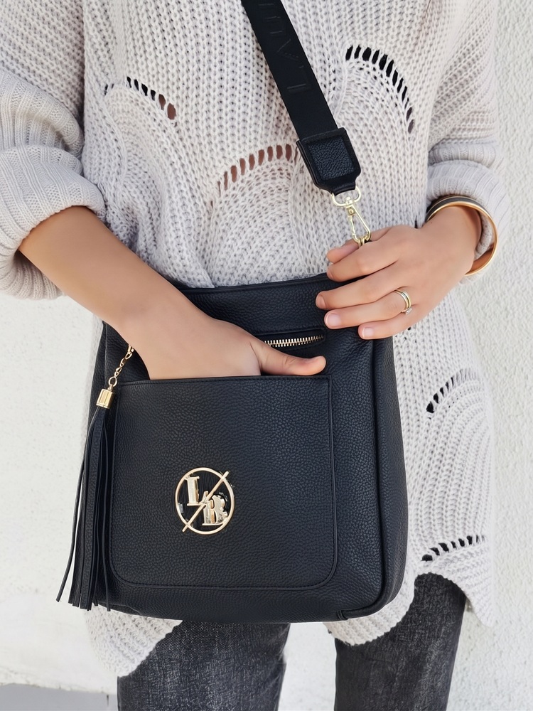 Čierna crossbody kabelka Laura Biaggi – veľká kabelka do mesta