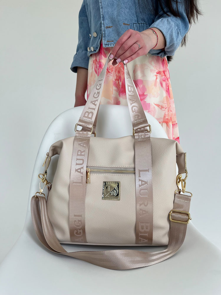 Dámska kabelka na rameno Laura Biaggi béžová