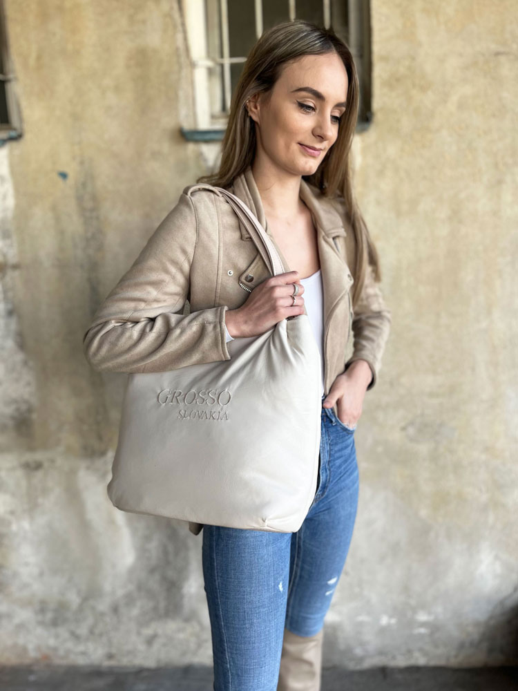 Športovo-elegantná kabelka na rameno GROSSO GS-3023-cream