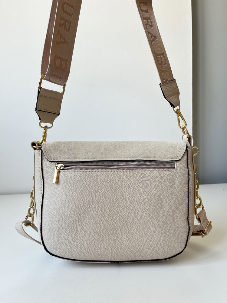Crossbody kabelka s dvoma ramienkami Laura Biaggi béžová