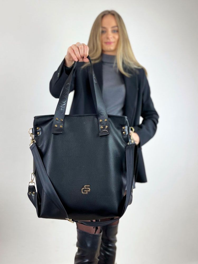 Dámska shopper kabelka na rameno Grosso čierna