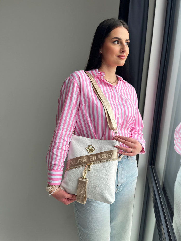 Biela crossbody Laura Biaggi - veľká a štýlová