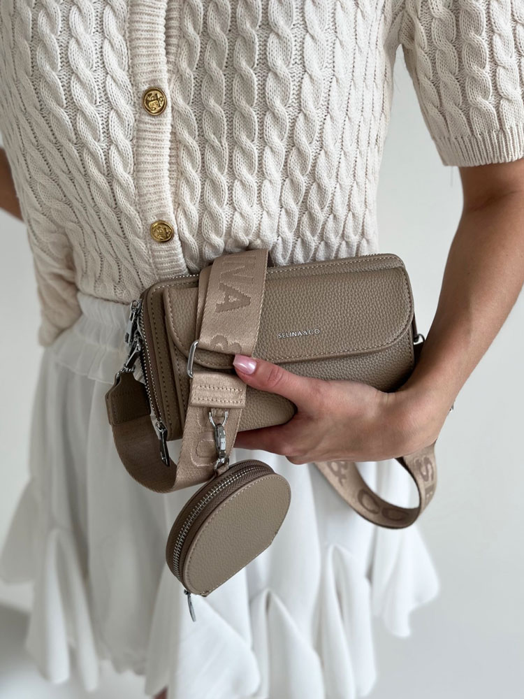Hnedá crossbody/peňaženka F-Y-90-4-mud