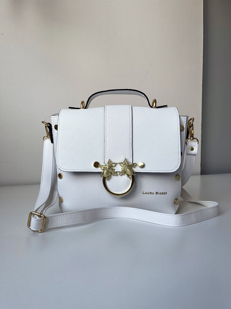 Elegantná biela crossbody Laura Biaggi – do ruky aj na rameno