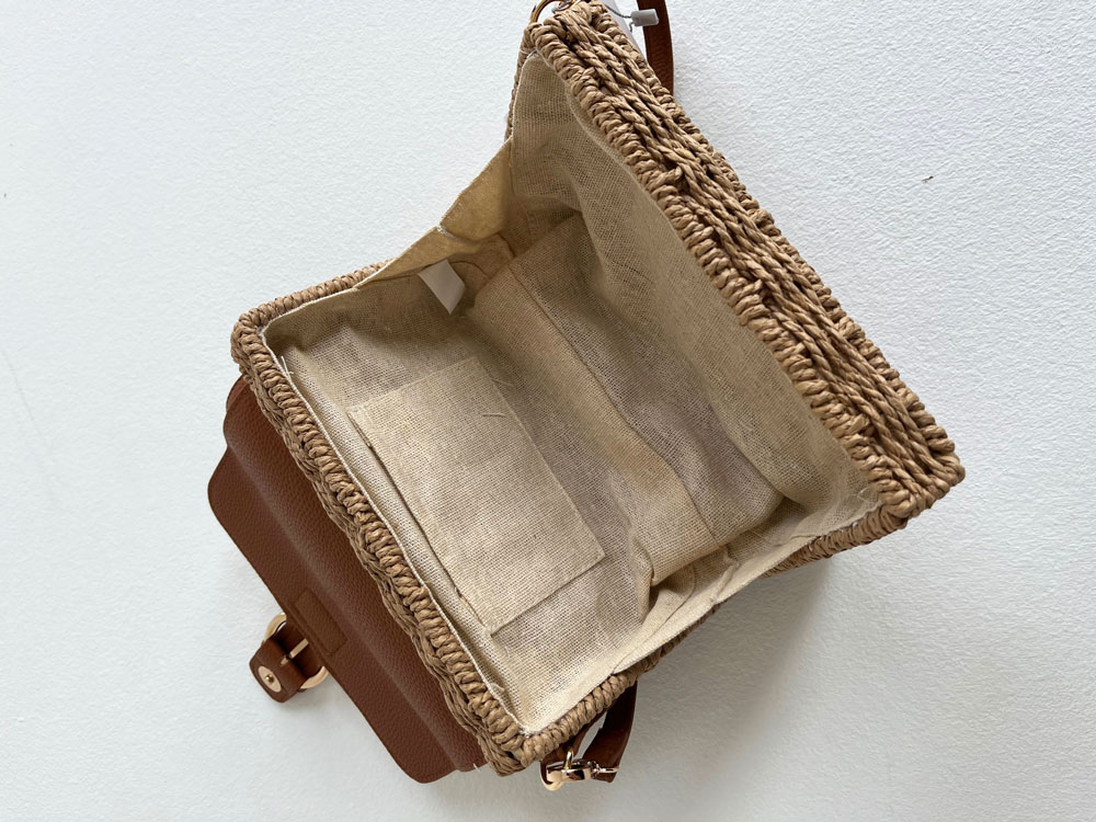 Slamená crossbody kabelka - prírodná hnedá