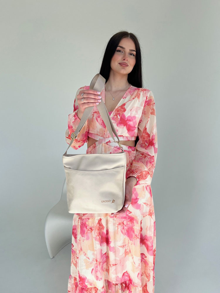 Béžová crossbody kabelka GROSSO GS-103-beigeNEW