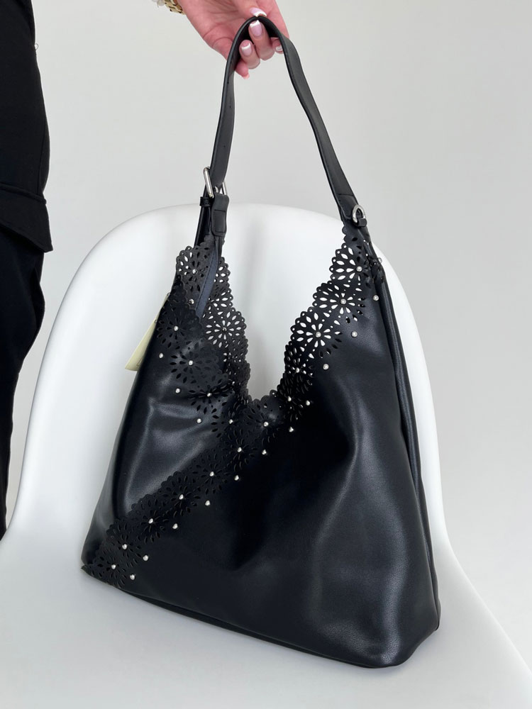 Čierna kabelka na rameno 2v1 F-58137-black