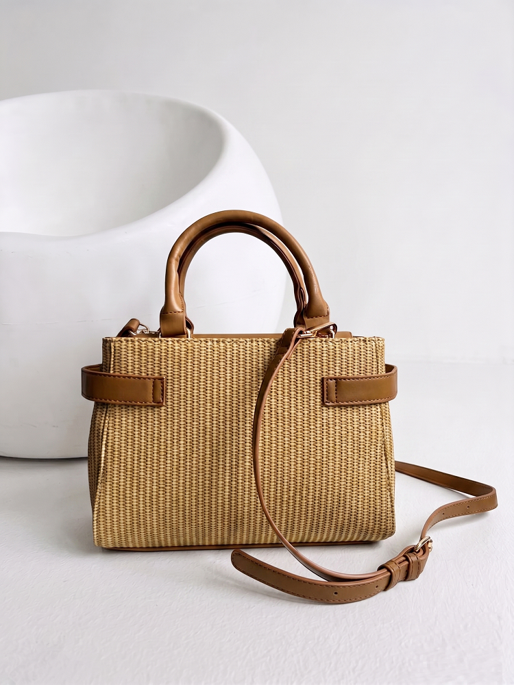 Slamená letná kabelka do ruky a crossbody Monnari– hnedá
