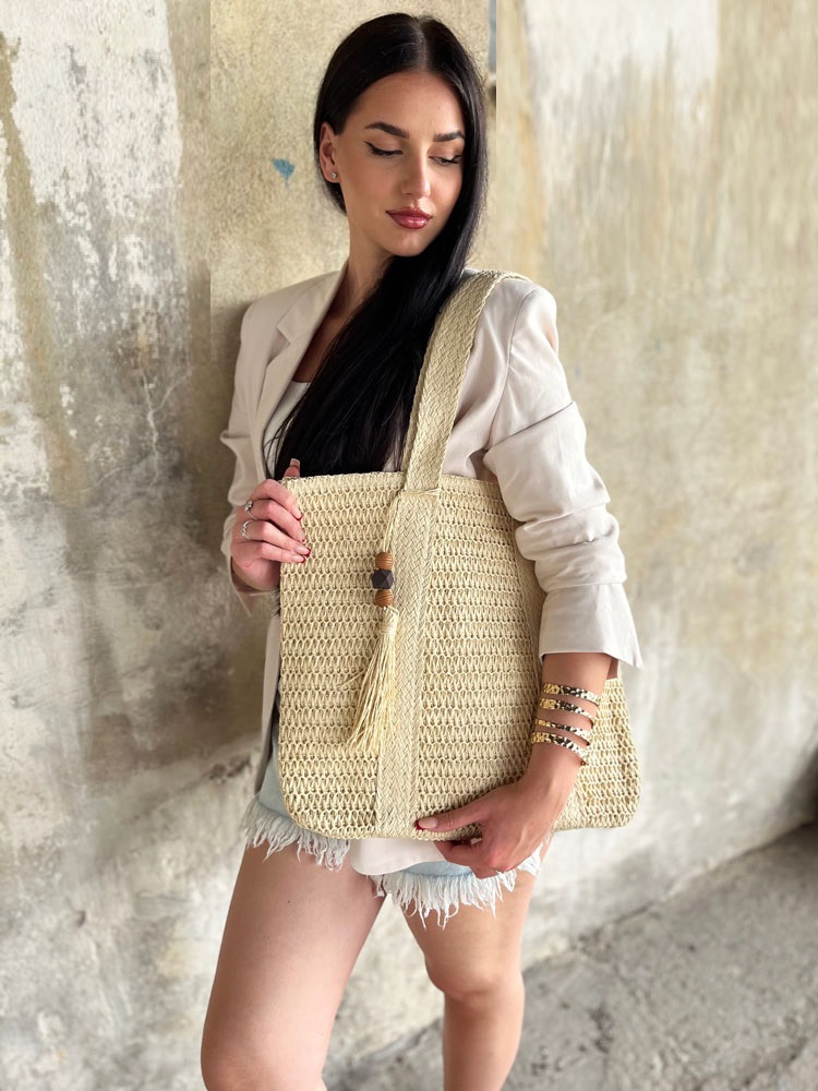 Béžová shopper kabelka na rameno