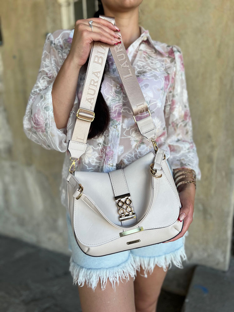 Béžová kabelka na rameno/crossbody Laura Biaggi DX-F299-creamECO