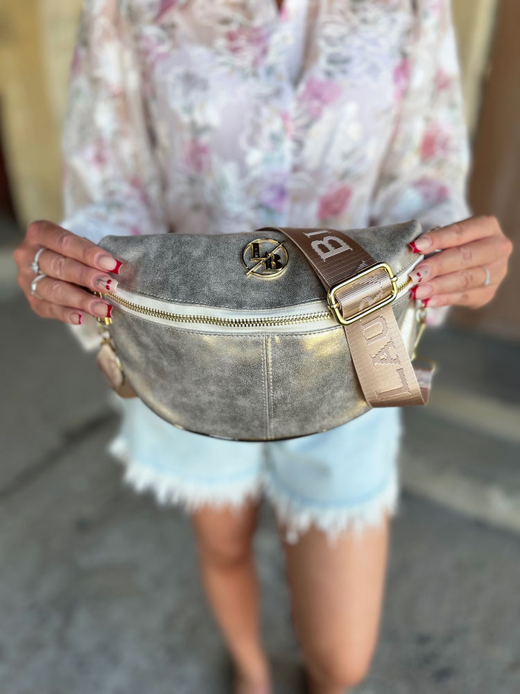 Zlatá dámska ľadvinka Laura Biaggi - elegantná crossbody