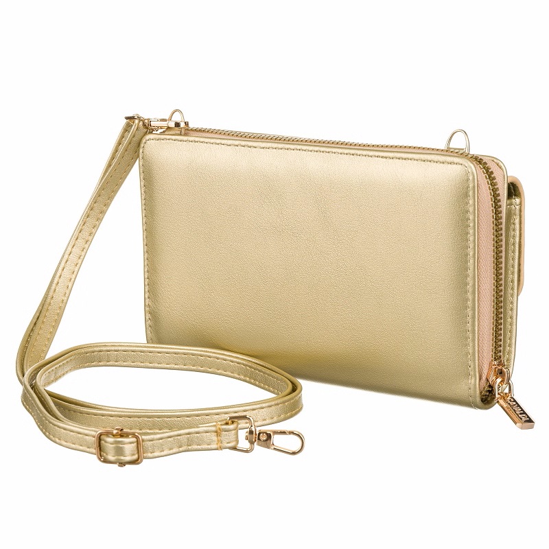 Mini crossbody a peňaženka zlatá